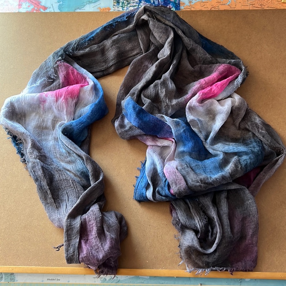 Thin Scarf Blue Black and Pink